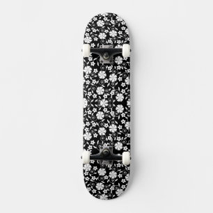 Cute black white flowers pattern LifeProof iPhone Skateboard