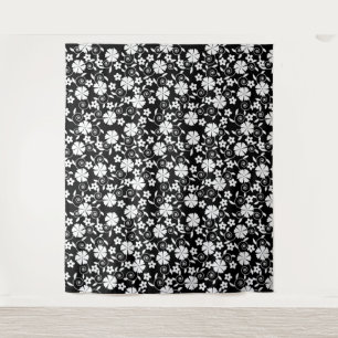 Cute black white flowers pattern tapestry