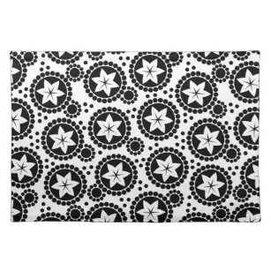 Cute black white flowers placemat