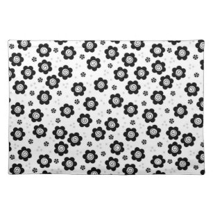 Cute black white flowers placemat