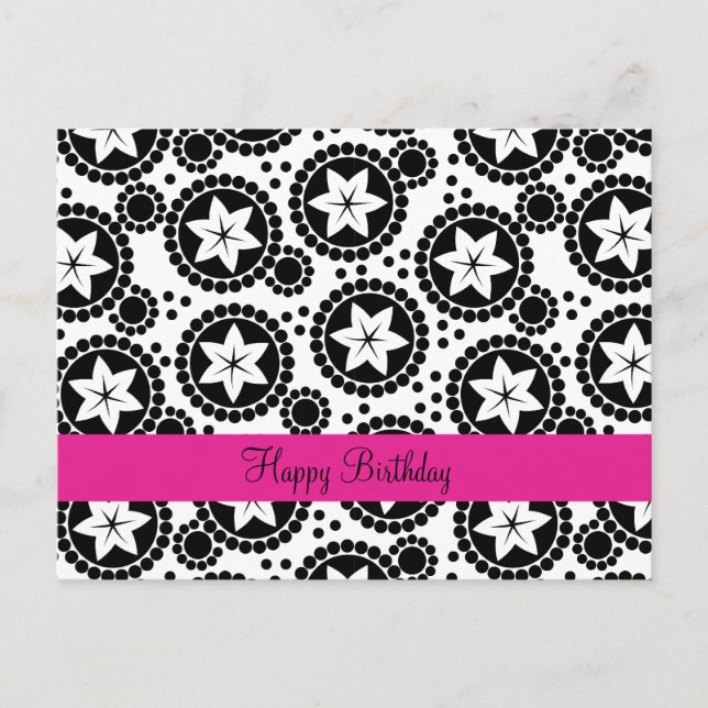Cute black white flowers Postcard (Front)
