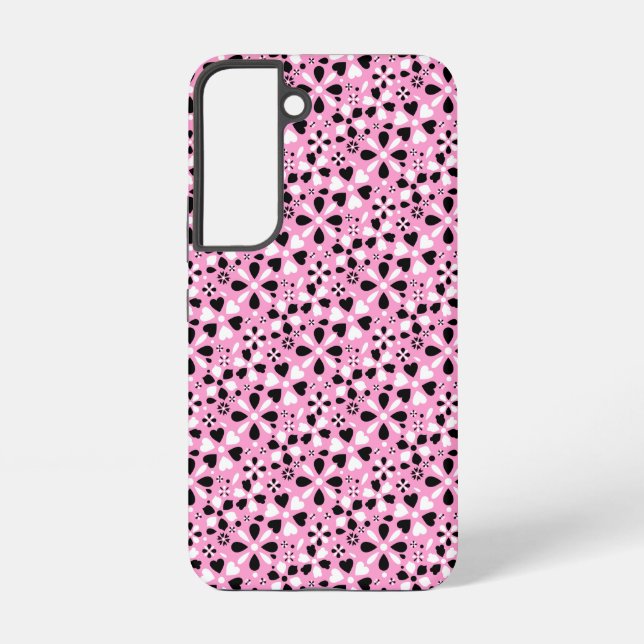 Cute black white flowers samsung galaxy s22 case (Back)