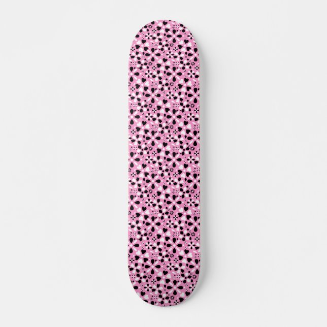 Cute black white flowers skateboard (Front)