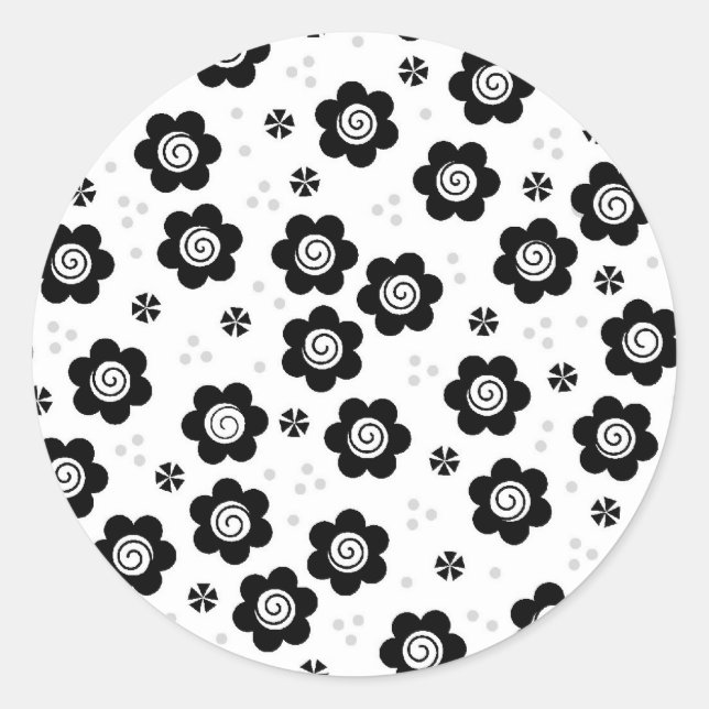 Cute black white flowers Sticker (Front)