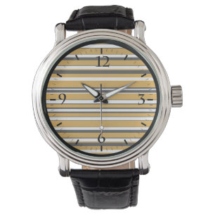 Cute black white golden stripes look watch
