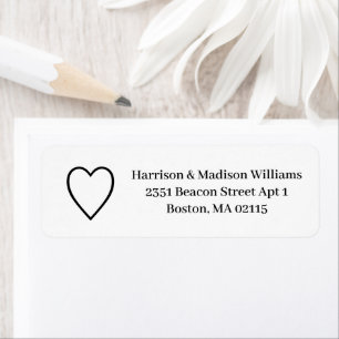 Cute black white heart custom Return Address