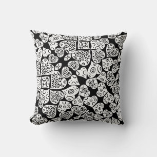 Cute black white hearts background design cushion