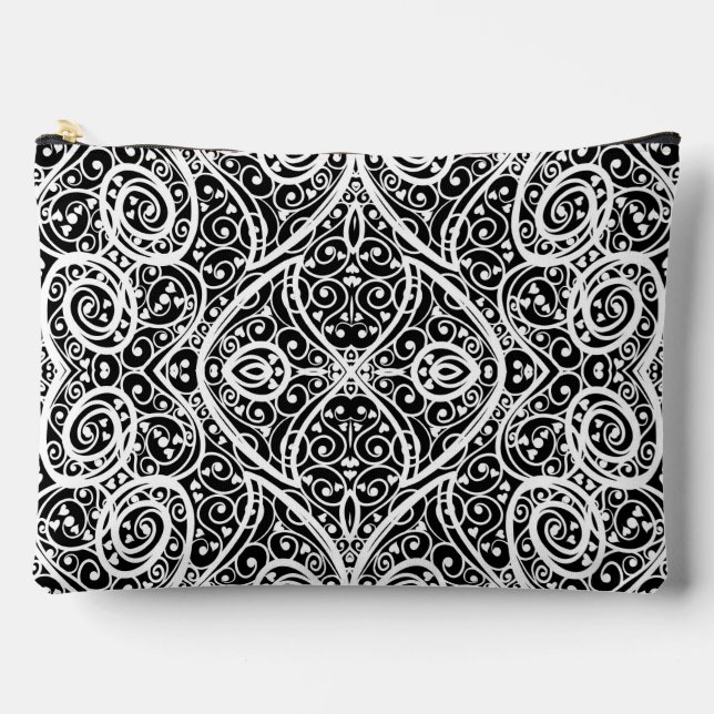 Cute black white hearts love background design lon accessory pouch (Front)