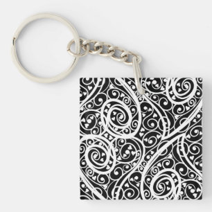 Cute black white hearts love background design lon key ring