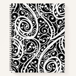 Cute black white hearts love background design lon notebook