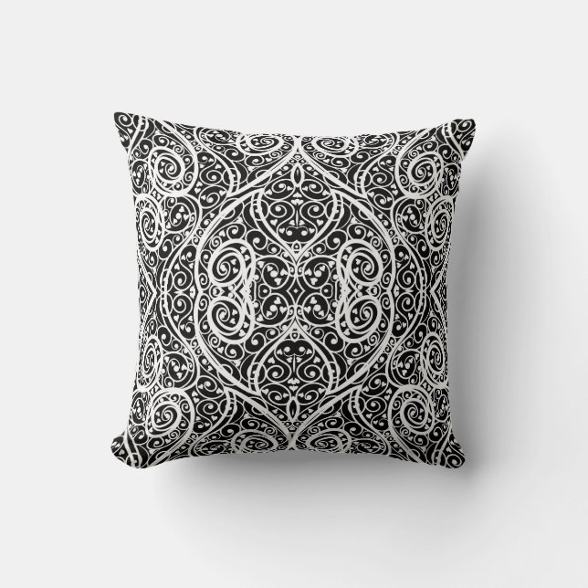 Cute black white hearts pattern cushion (Front)