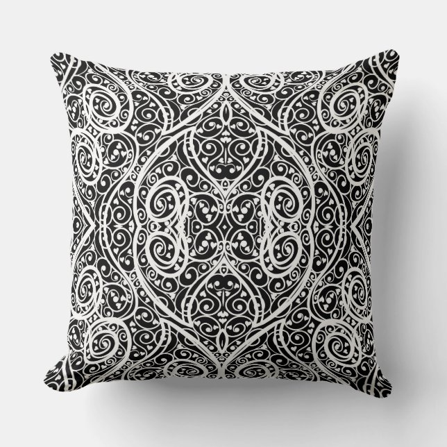 Cute black white hearts pattern cushion (Front)
