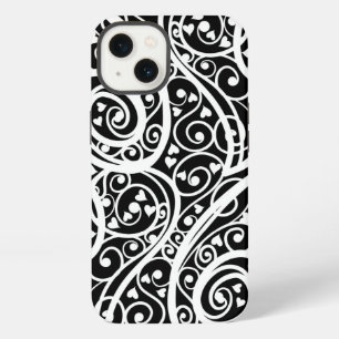 Cute black white hearts pattern iPhone 13 case