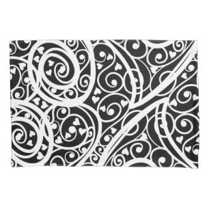 Cute black white hearts pattern pillowcase