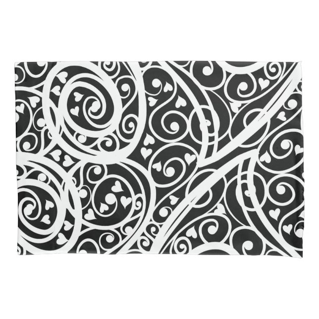 Cute black white hearts pattern pillowcase (Front-Left)