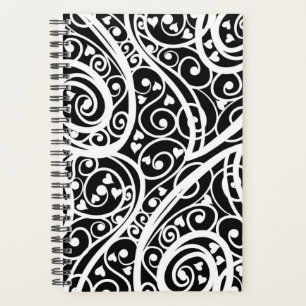 Cute black white hearts pattern planner