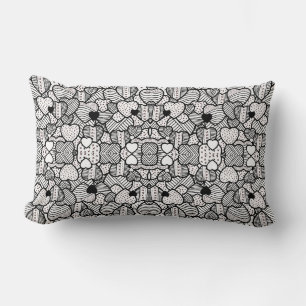 Cute black white hearts patterns lumbar cushion