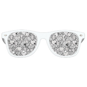 Cute black white hearts patterns retro sunglasses