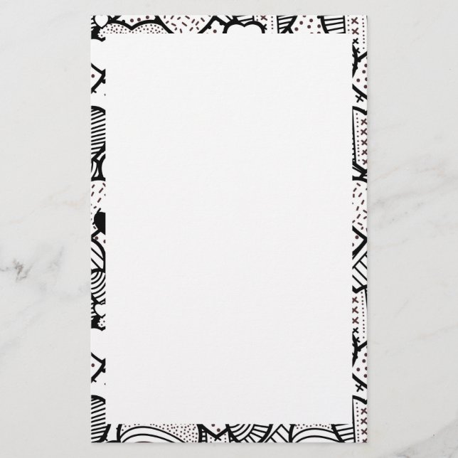 Cute black white hearts patterns stationery (Front)