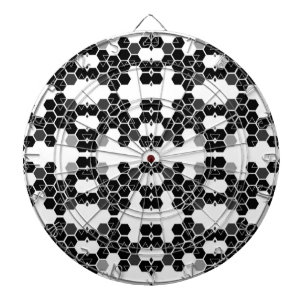Cute black white hex data patterns dartboard