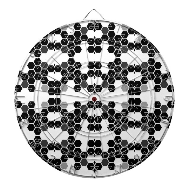 Cute black white hex data patterns dartboard (Front)