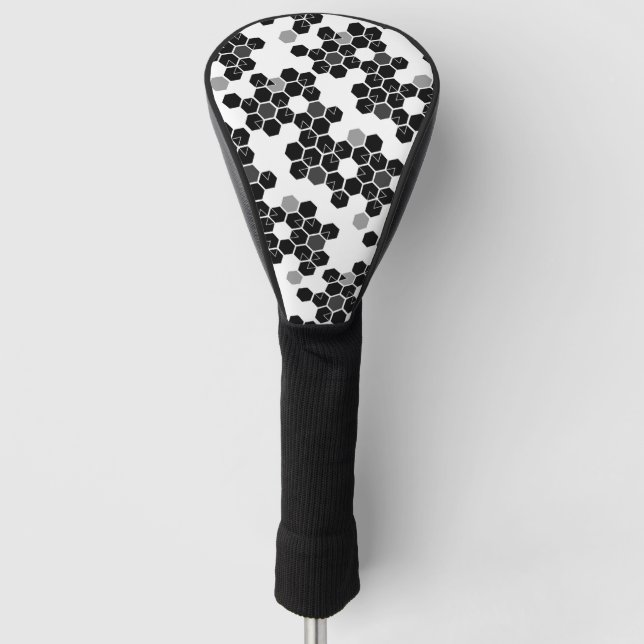 Cute black white hex data patterns golf head cover (Front)