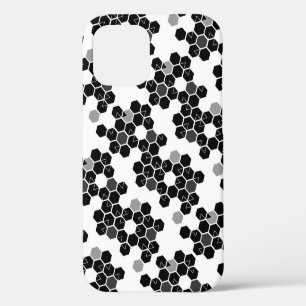 Cute black white hex data patterns iPhone 12 case