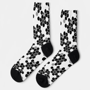 Cute black white hex data patterns neck tie socks