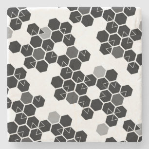Cute black white hex data patterns stone coaster
