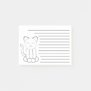 Cute Black White Kitty Cat Lined Post-it Notes