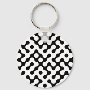 Cute black white labyrinth pattern key ring