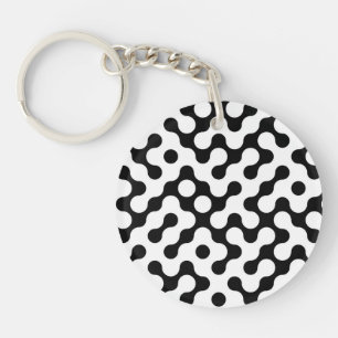 Cute black white labyrinth pattern key ring