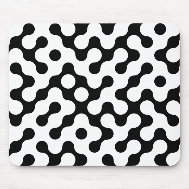 Cute black white labyrinth pattern mouse pad (Front)