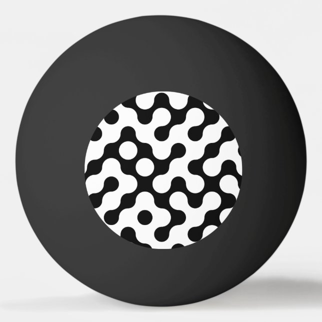 Cute black white labyrinth pattern ping pong ball (Front)
