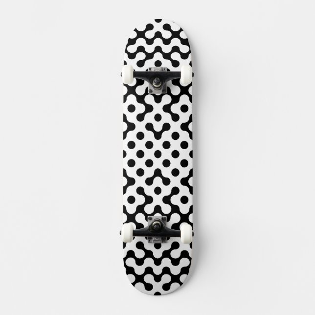 Cute black white labyrinth pattern skateboard (Front)