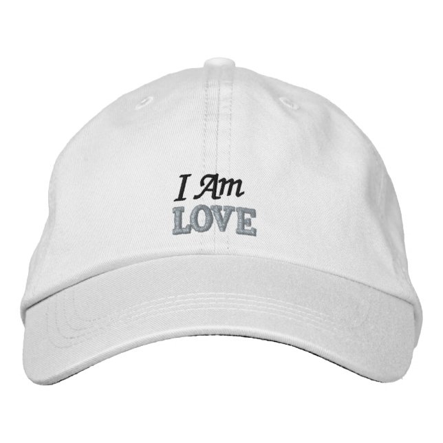 Cute Black White Love Quote Pink Personalised  Embroidered Hat (Front)