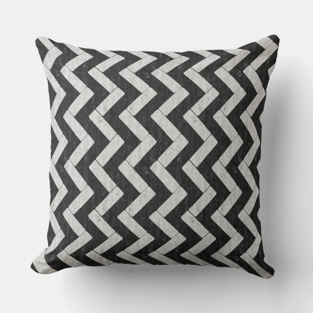 Cute black white marble stripes cushion (Front)