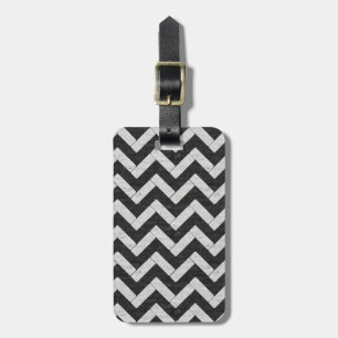 Cute black white marble stripes luggage tag