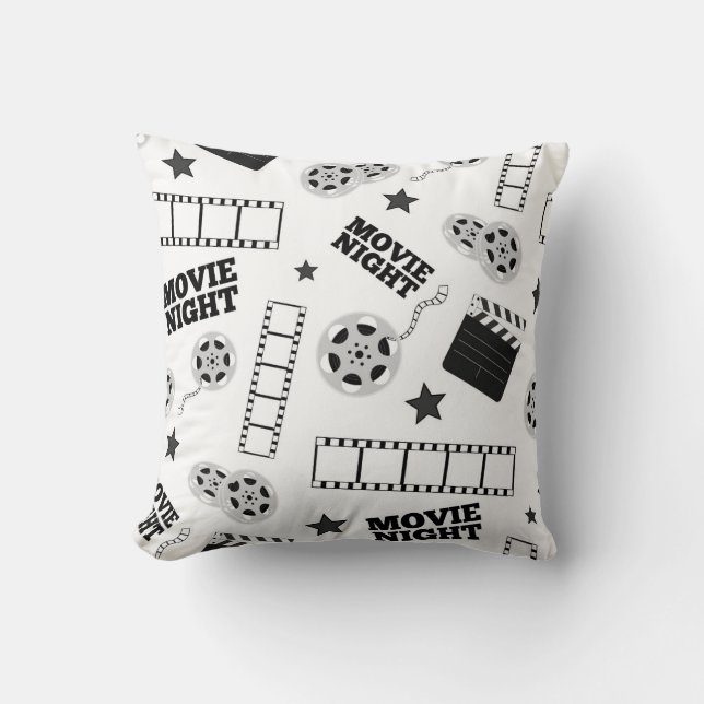 cute black white movie tiled pattern decor cushion (Front)