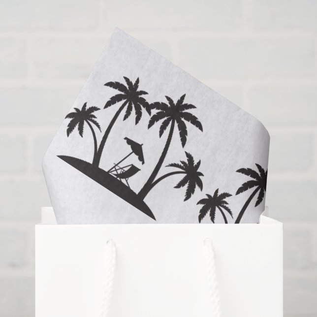 Cute Black white palm tree tiled party beach Tissue Paper (Gift Bag)