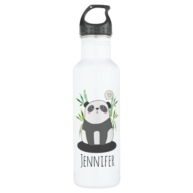 Cute Black & White Panda in Bamboo 710 Ml Water Bottle (Front)