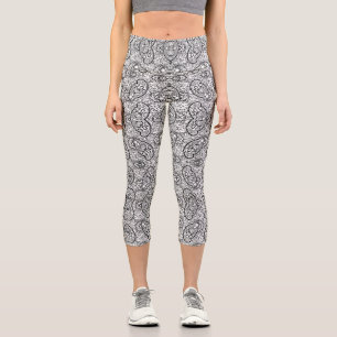 Cute black white patterns capri leggings