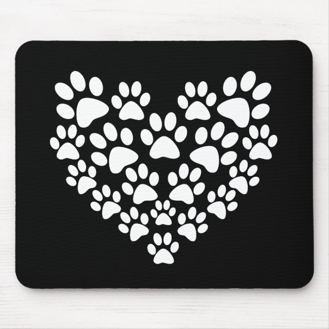 Cute Black White Paw Print Mouse Pad (Front)