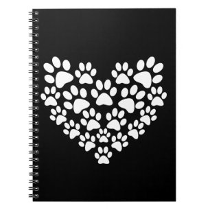 Cute Black White Paw Print Notebook