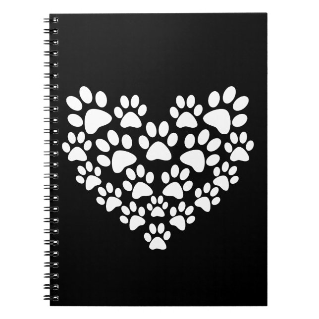 Cute Black White Paw Print Notebook (Front)