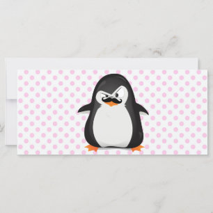 Cute Black White Penguin And Funny Moustache