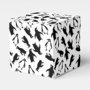 Cute black white penguin pattern white background favour box