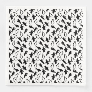 Cute black white penguin pattern white background napkin