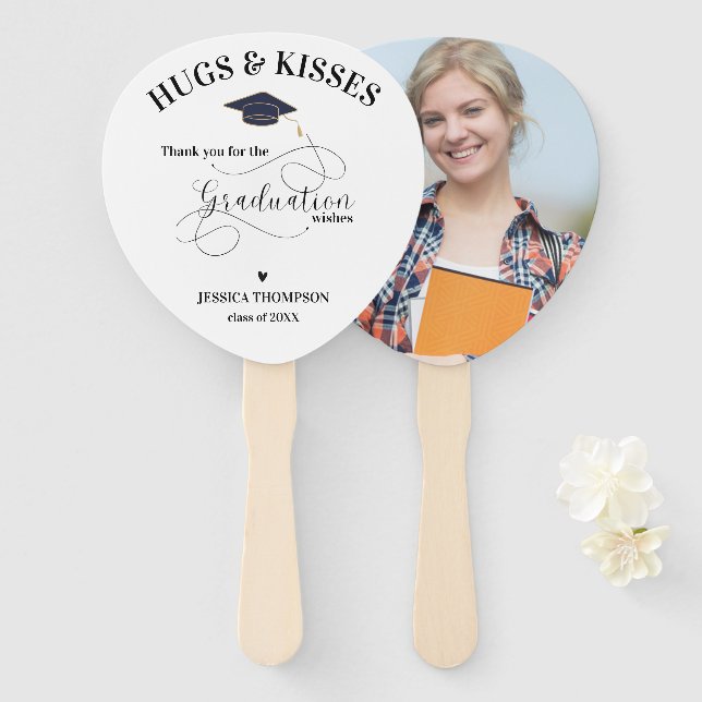 Cute Black White Photo Class Graduation Thank You  Hand Fan (Front and Back)