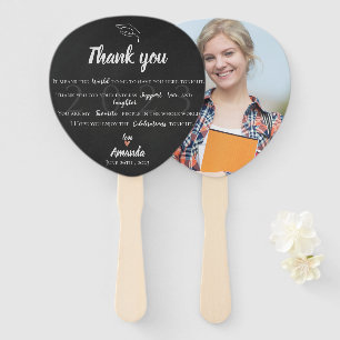 Cute Black White Photo Class of 2026 Graduation Hand Fan
